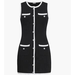 Commense Multi Pocket Button Sleeveless Short Sweater Dress Size Small NWT